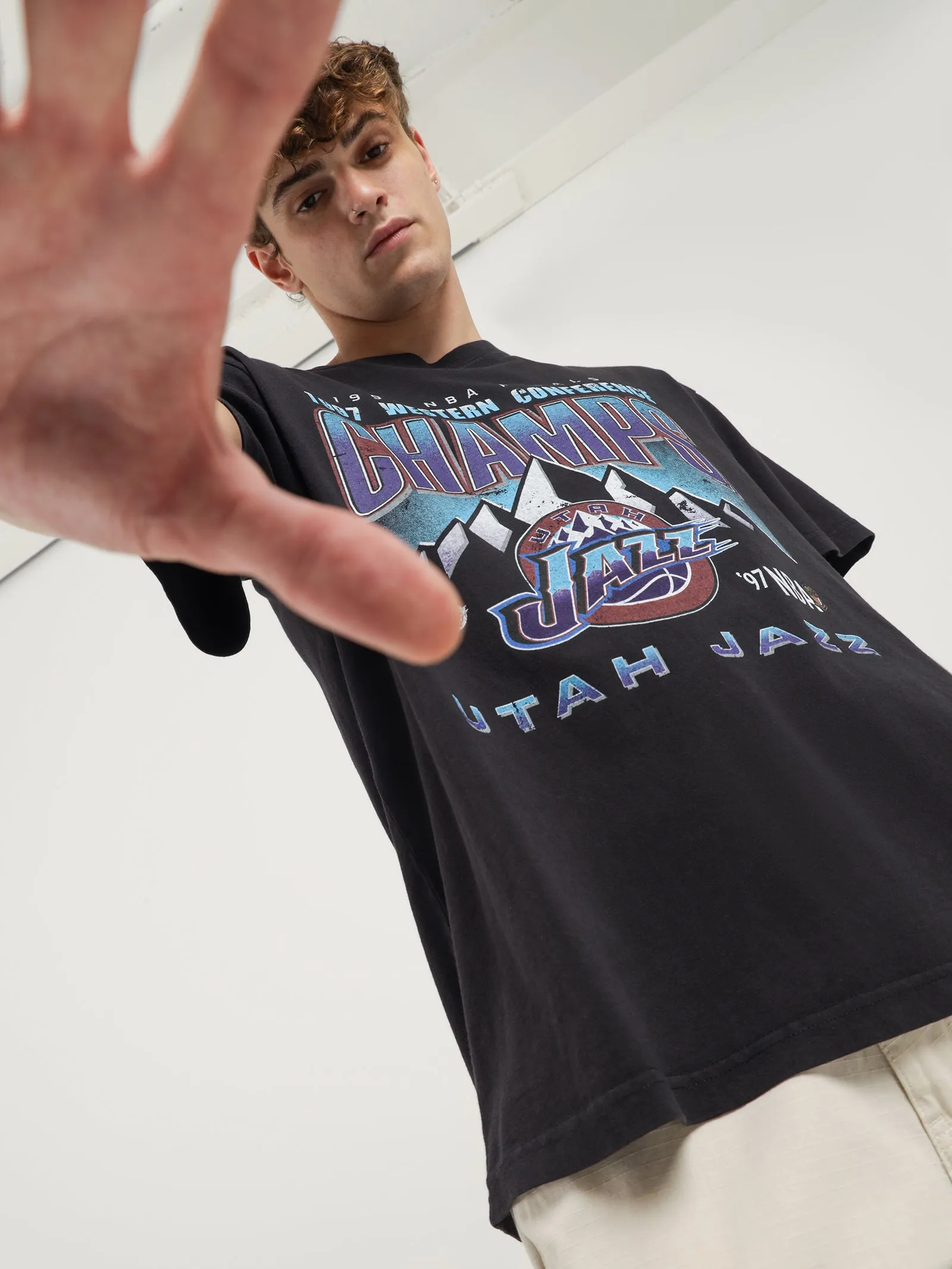 1997 Conf Champions Utah Jazz T-Shirt in Black