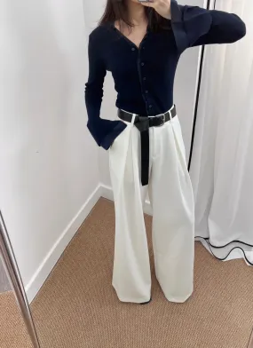 4PO ｜0425064 百搭基礎款/High-rise wide leg trousers( with belt)