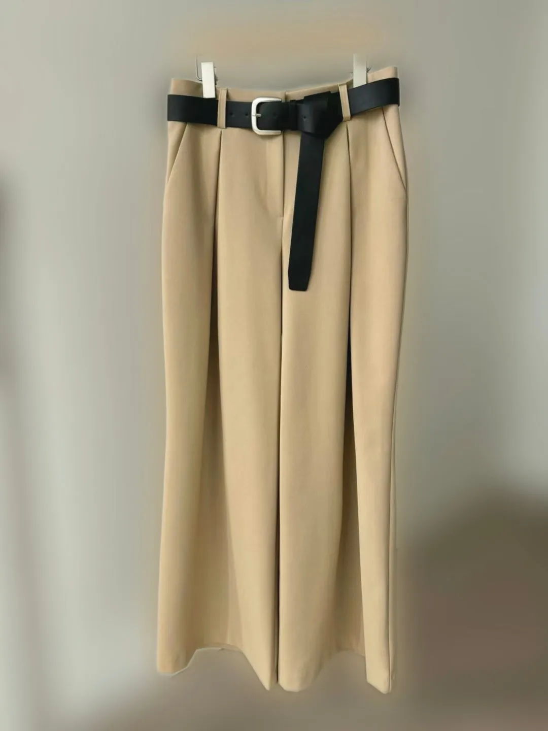 4PO ｜0425064 百搭基礎款/High-rise wide leg trousers( with belt)