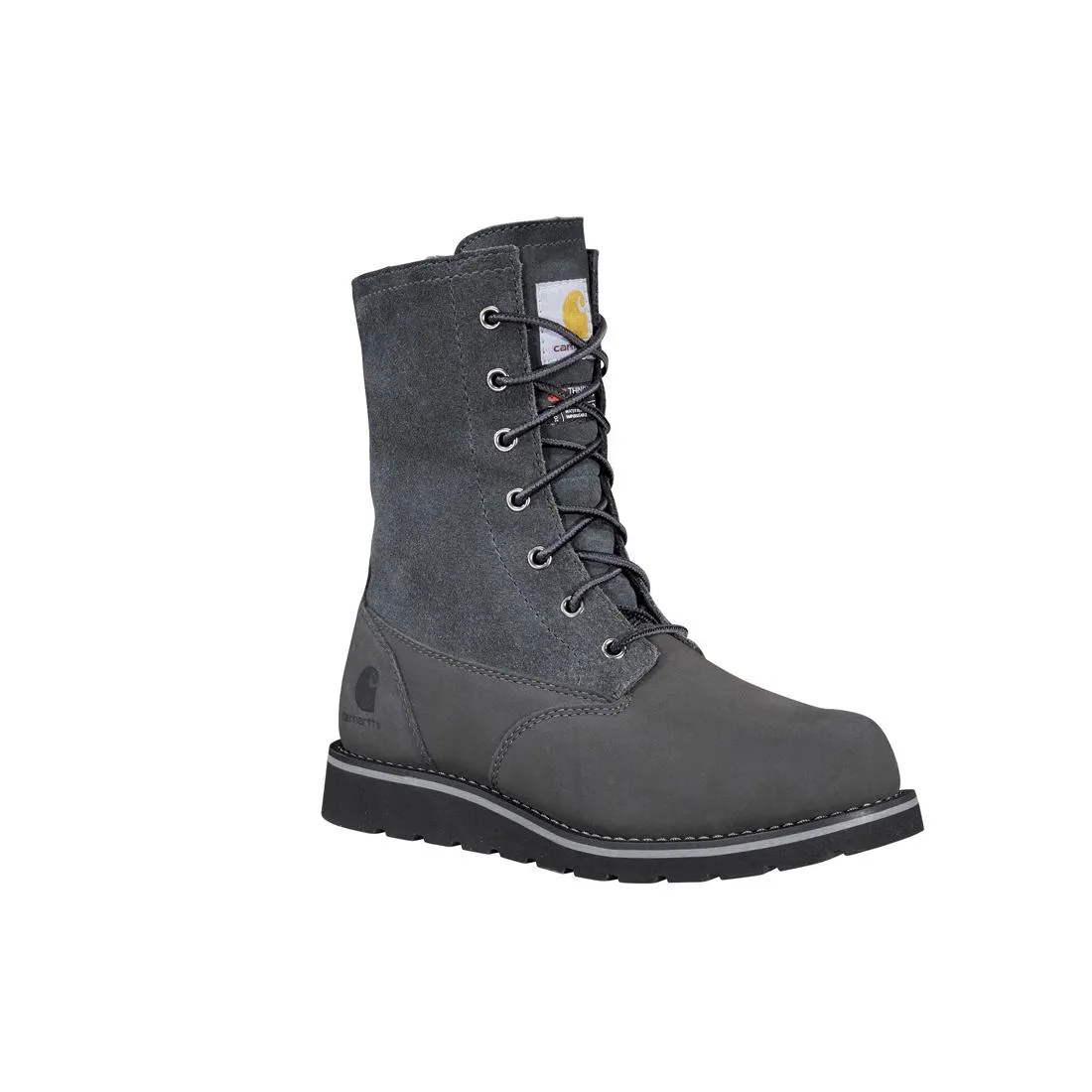 8" Women's Waterproof Sherpa Lined Fold Down Winter Wedge Soft Toe Boot Dark Grey