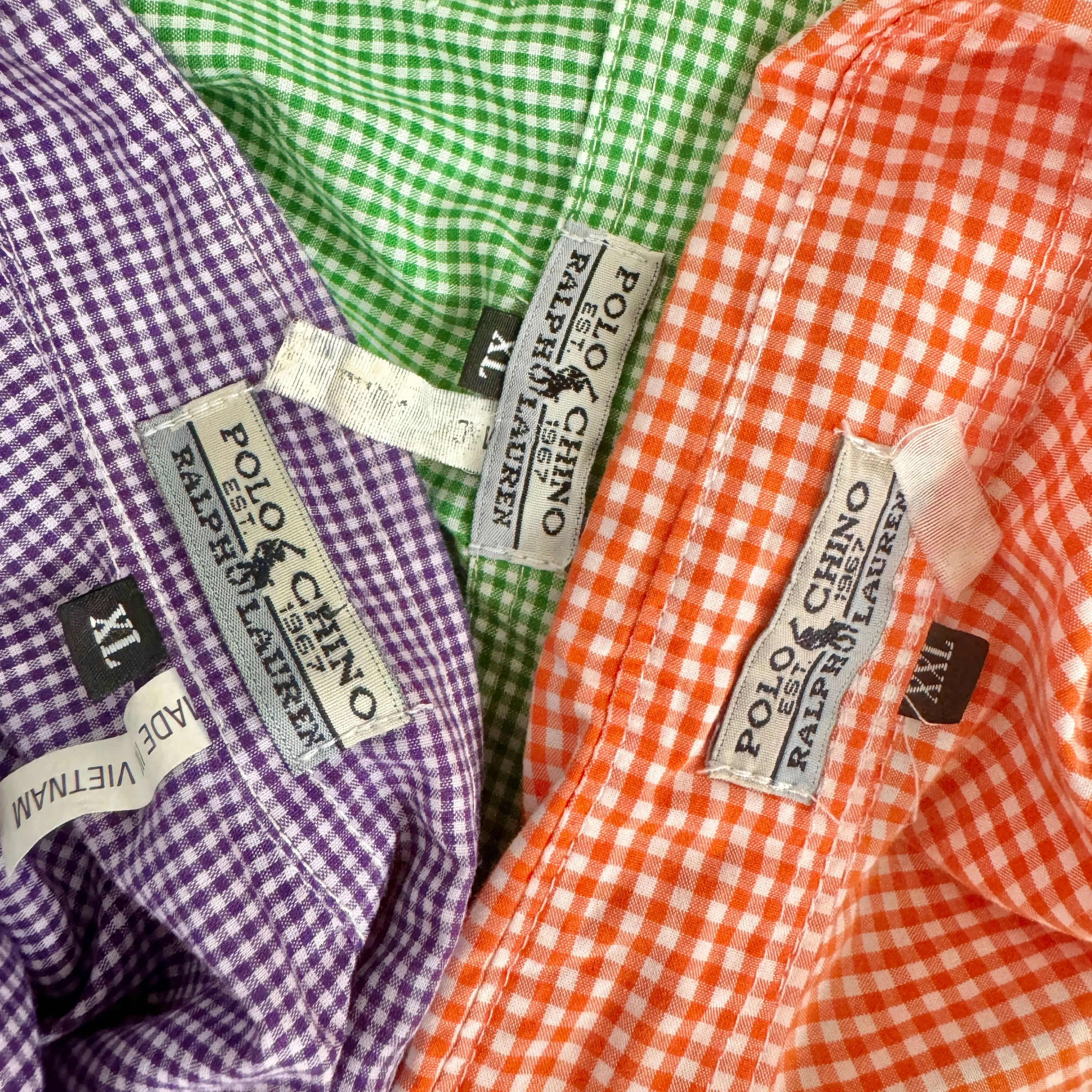 90s Ralph Lauren Tangerine Gingham Top (XXL)