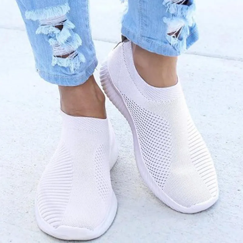 Air Mesh Soft Female Knitted Vulcanized Shoes