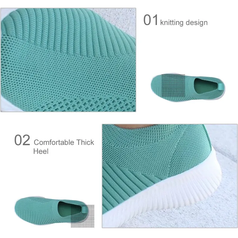 Air Mesh Soft Female Knitted Vulcanized Shoes