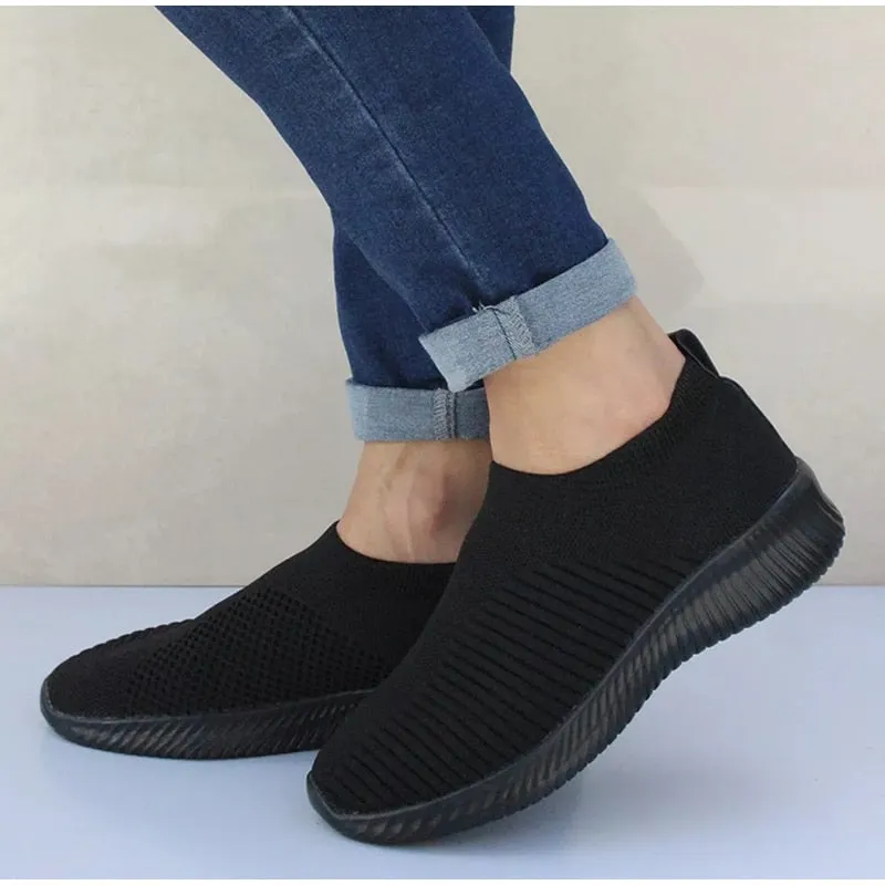 Air Mesh Soft Female Knitted Vulcanized Shoes