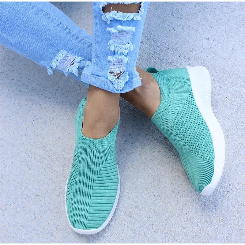 Air Mesh Soft Female Knitted Vulcanized Shoes