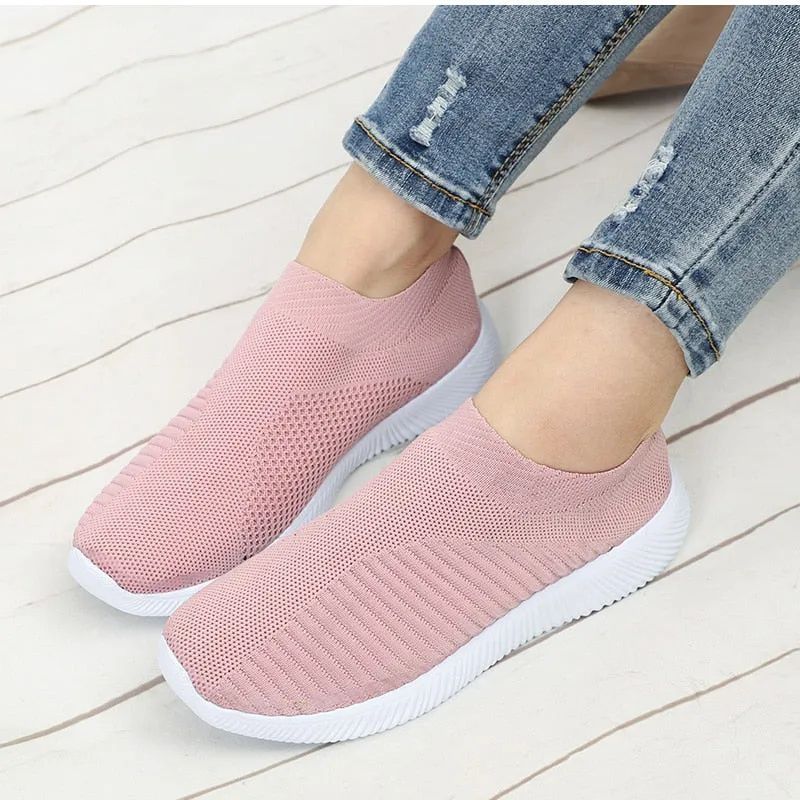 Air Mesh Soft Female Knitted Vulcanized Shoes