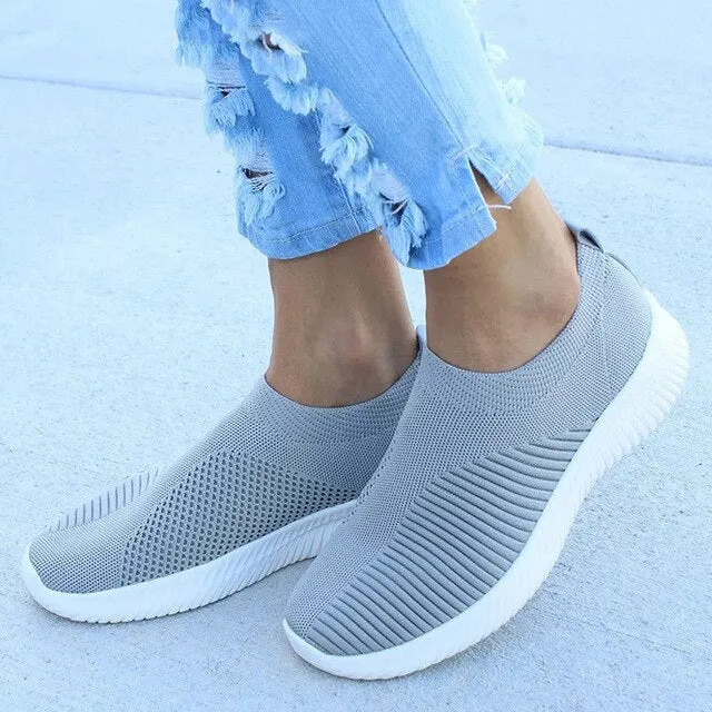 Air Mesh Soft Female Knitted Vulcanized Shoes