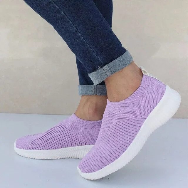 Air Mesh Soft Female Knitted Vulcanized Shoes