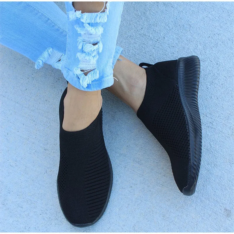 Air Mesh Soft Female Knitted Vulcanized Shoes