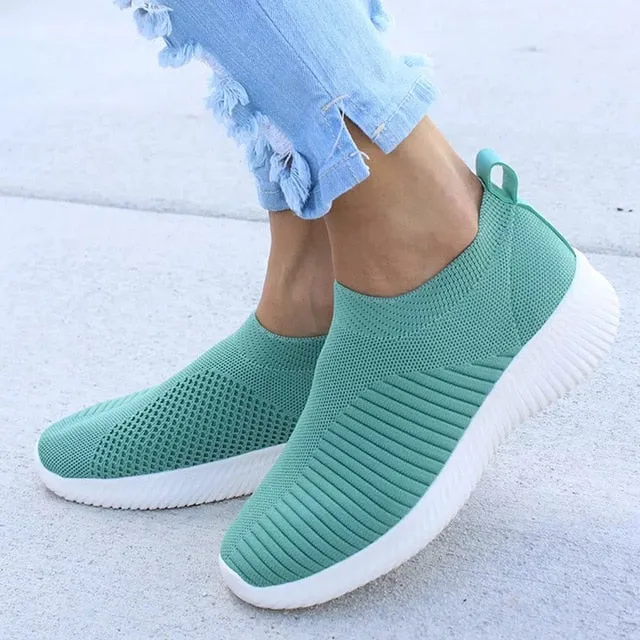 Air Mesh Soft Female Knitted Vulcanized Shoes