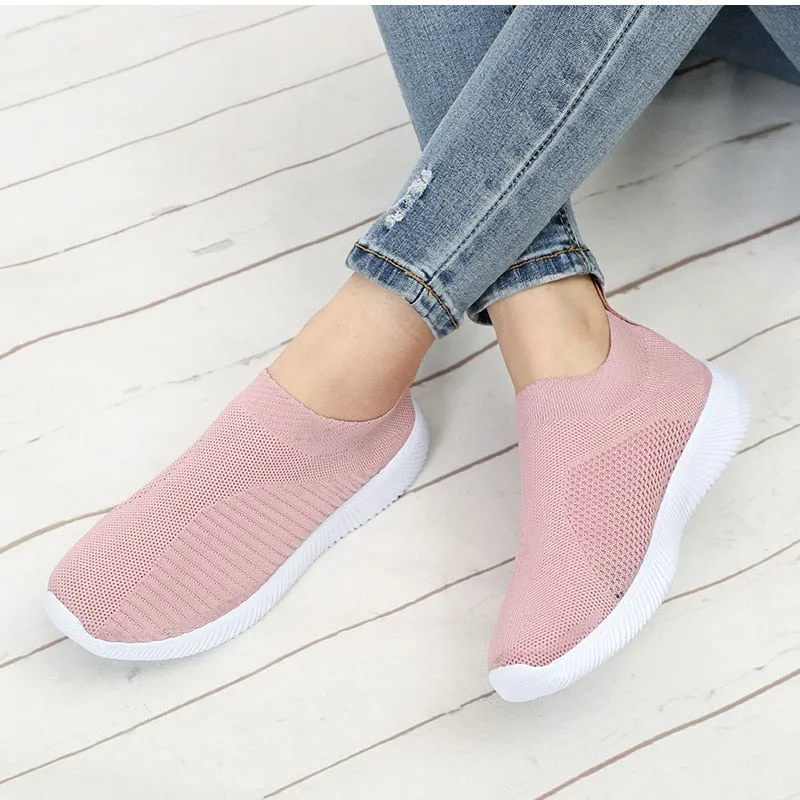 Air Mesh Soft Female Knitted Vulcanized Shoes