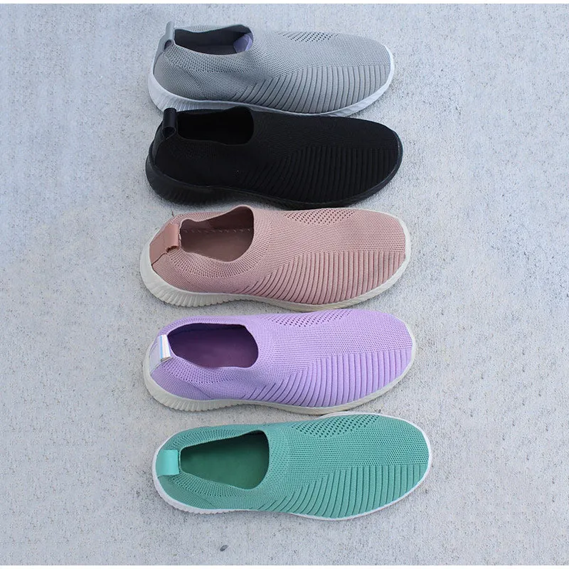 Air Mesh Soft Female Knitted Vulcanized Shoes