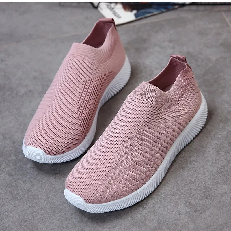 Air Mesh Soft Female Knitted Vulcanized Shoes