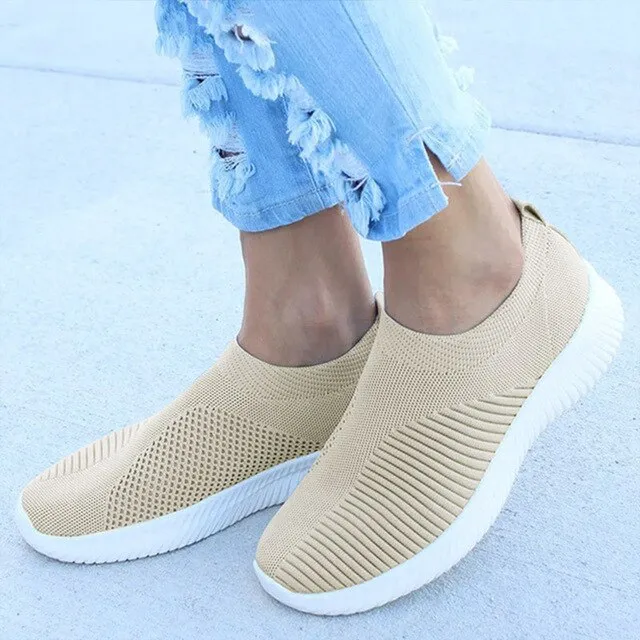 Air Mesh Soft Female Knitted Vulcanized Shoes