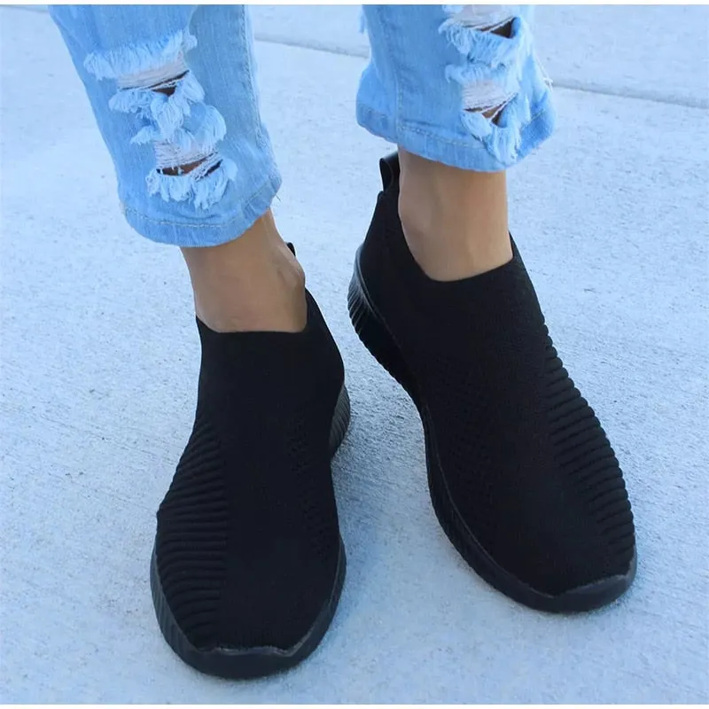 Air Mesh Soft Female Knitted Vulcanized Shoes