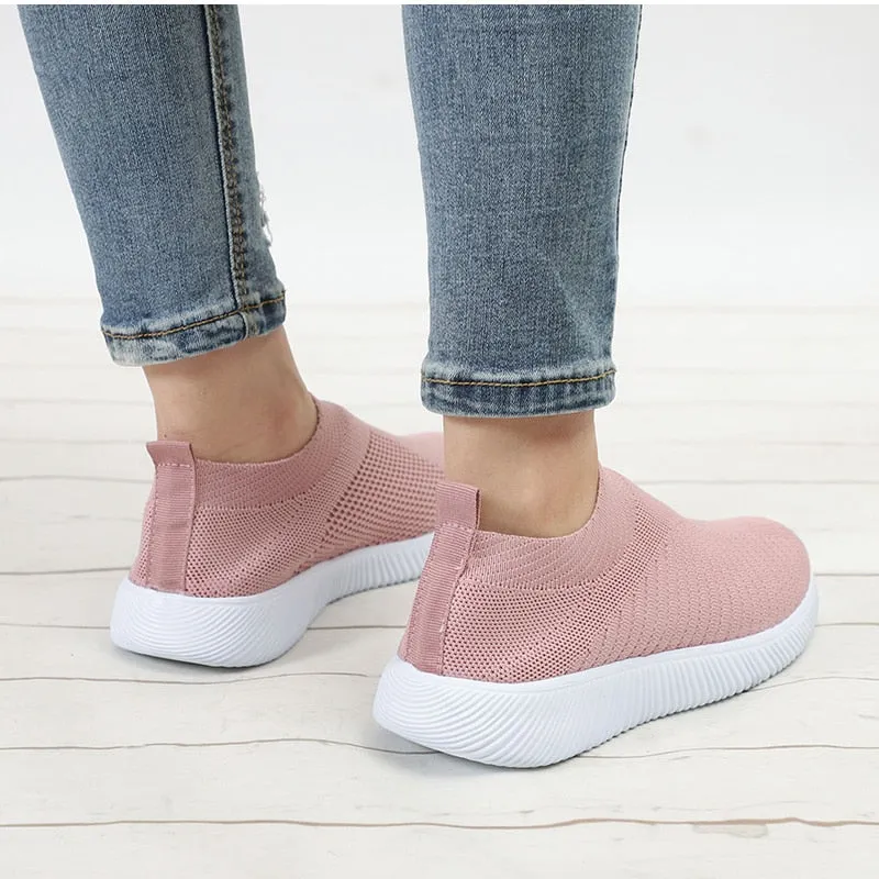 Air Mesh Soft Female Knitted Vulcanized Shoes