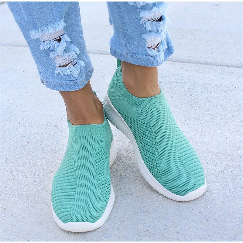 Air Mesh Soft Female Knitted Vulcanized Shoes