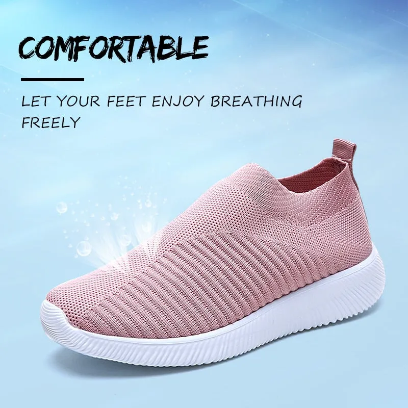 Air Mesh Soft Female Knitted Vulcanized Shoes
