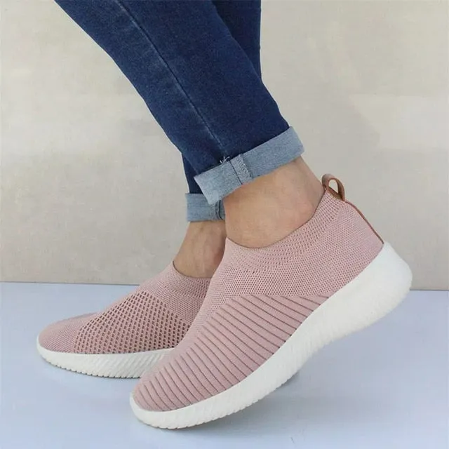 Air Mesh Soft Female Knitted Vulcanized Shoes