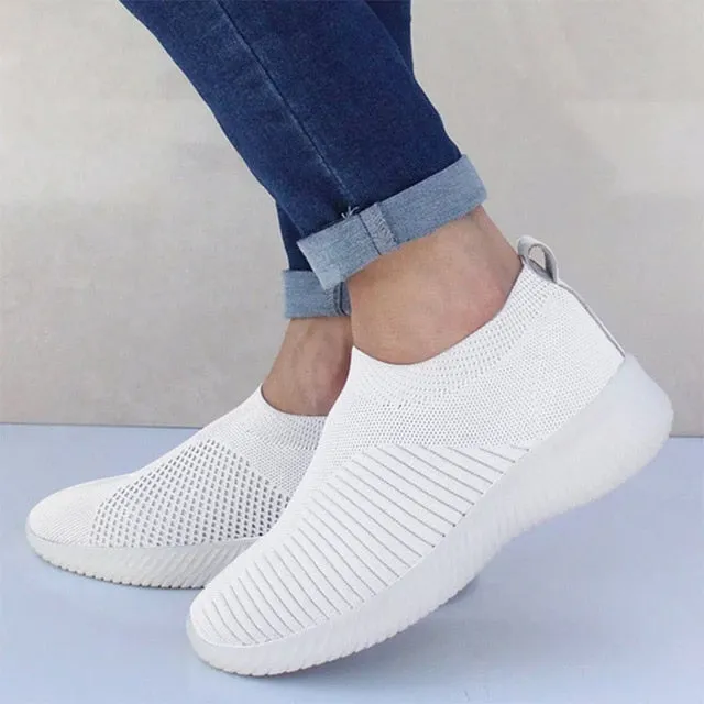 Air Mesh Soft Female Knitted Vulcanized Shoes