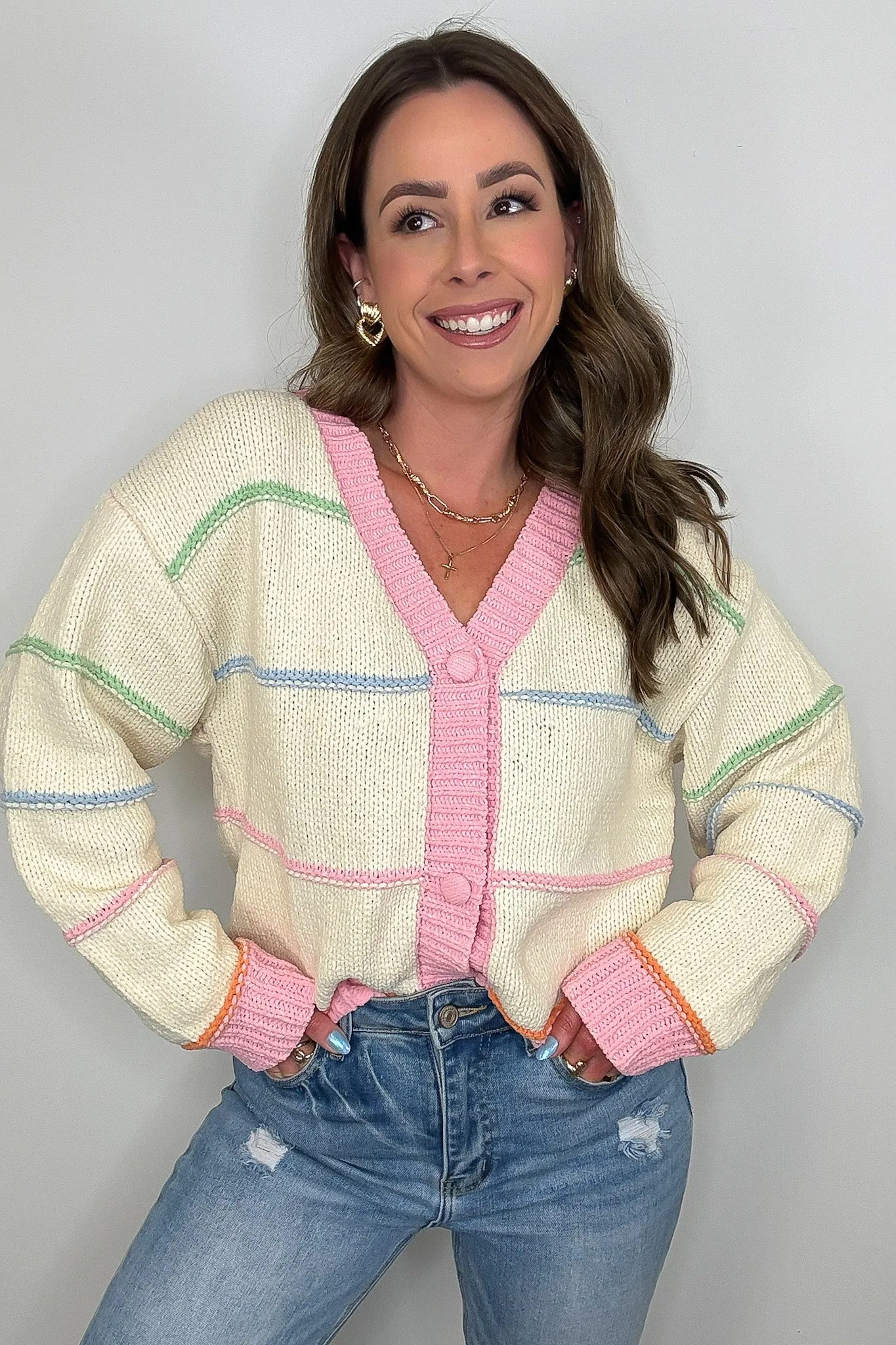 Arienne Striped Button Down Cardigan