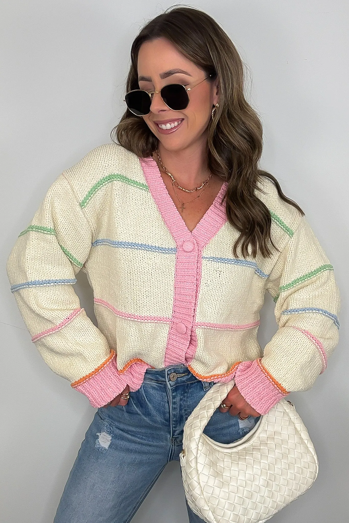 Arienne Striped Button Down Cardigan
