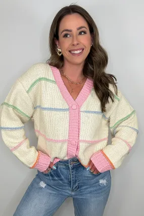 Arienne Striped Button Down Cardigan