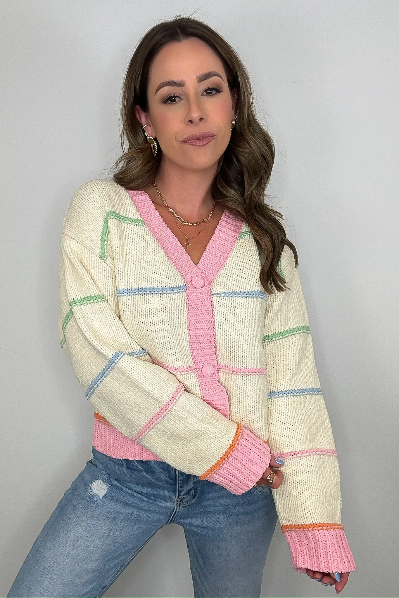 Arienne Striped Button Down Cardigan