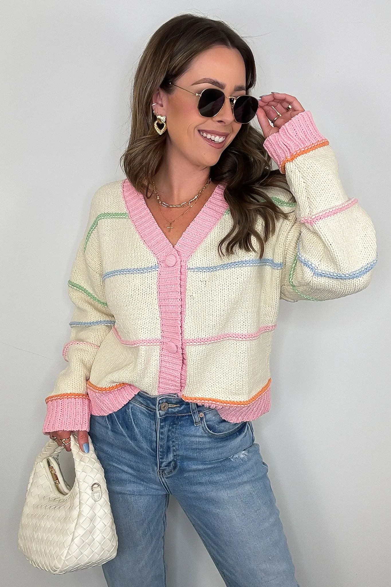 Arienne Striped Button Down Cardigan