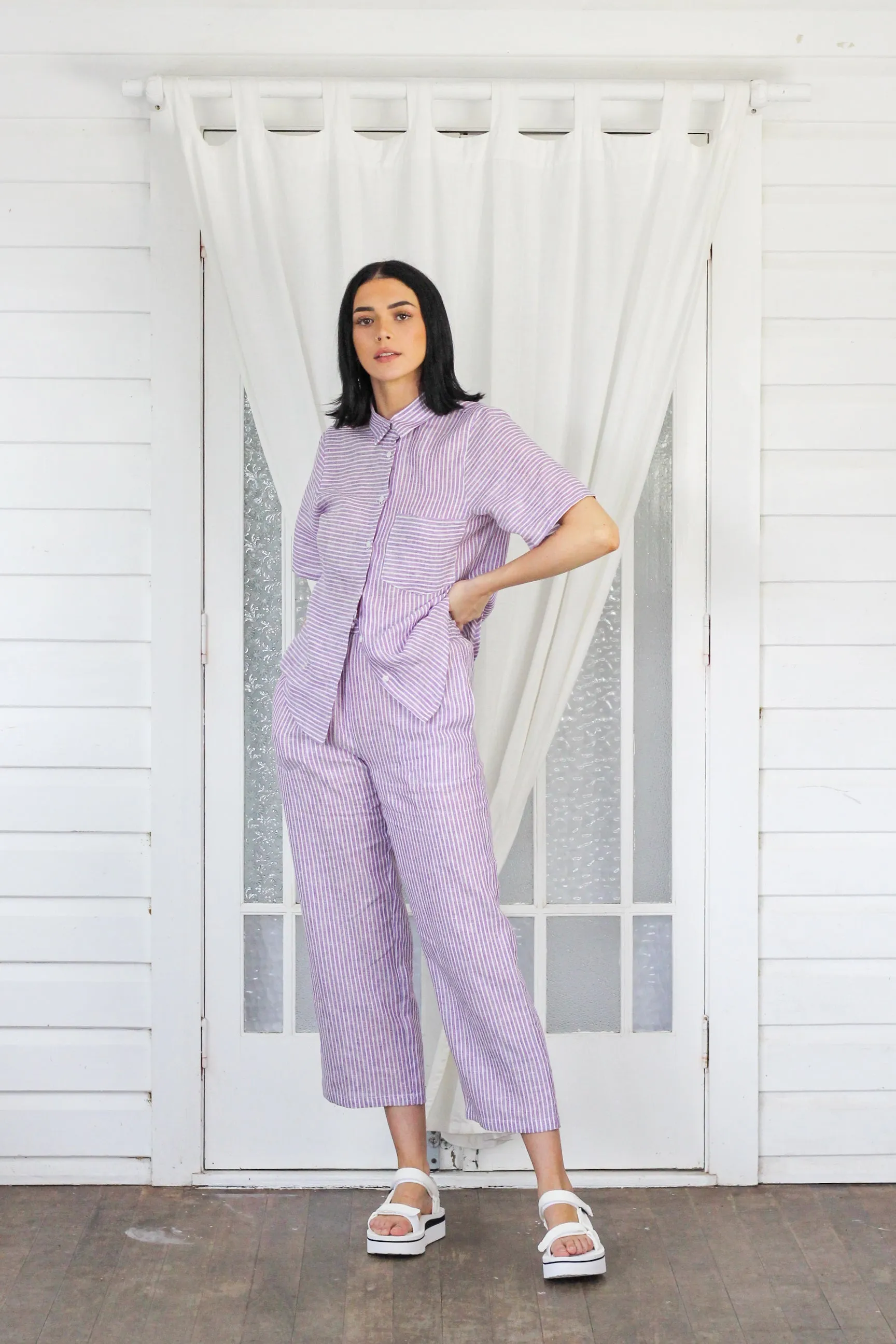 Bajo Shirt- Lilac Stripe