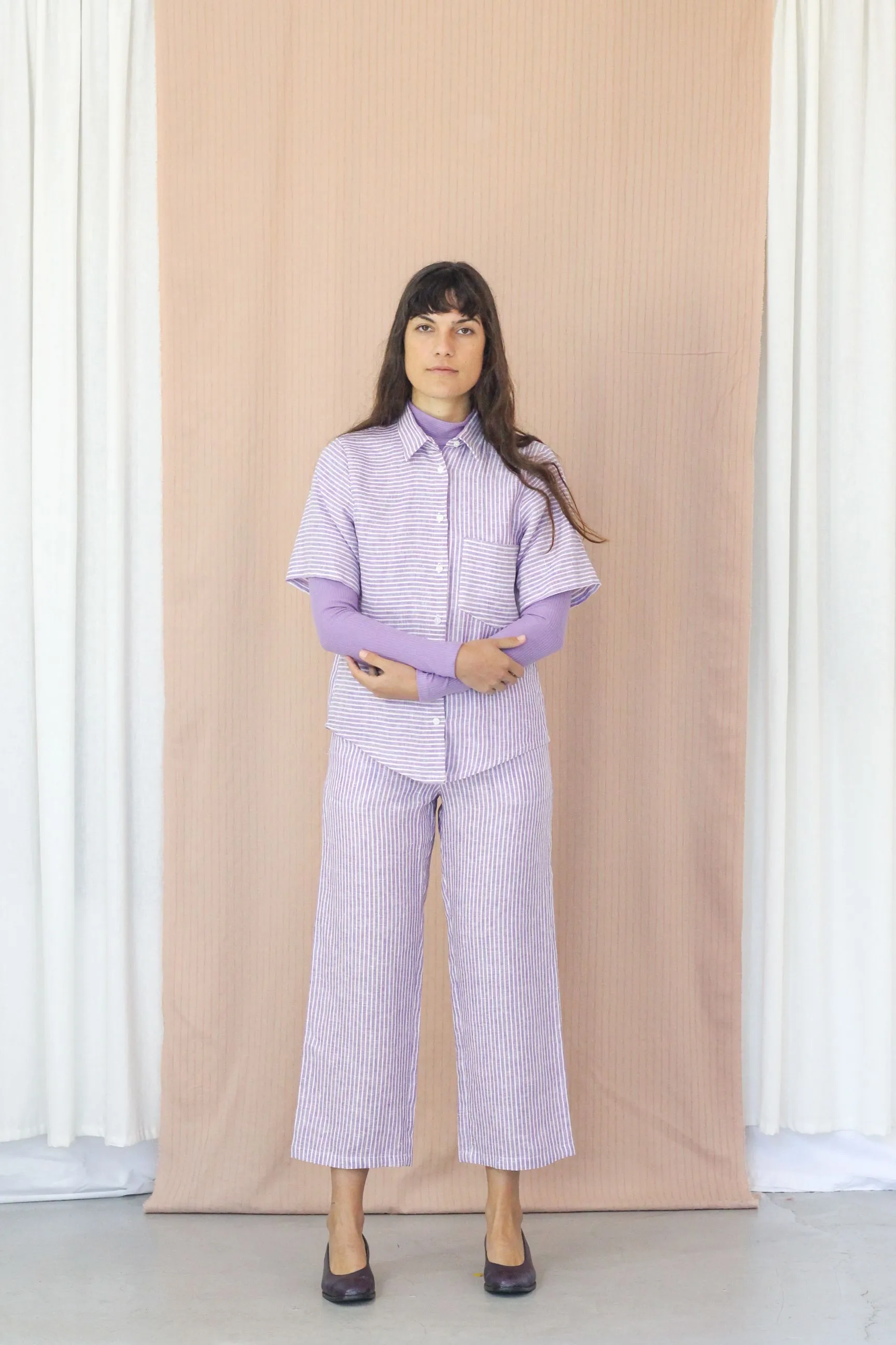 Bajo Shirt- Lilac Stripe