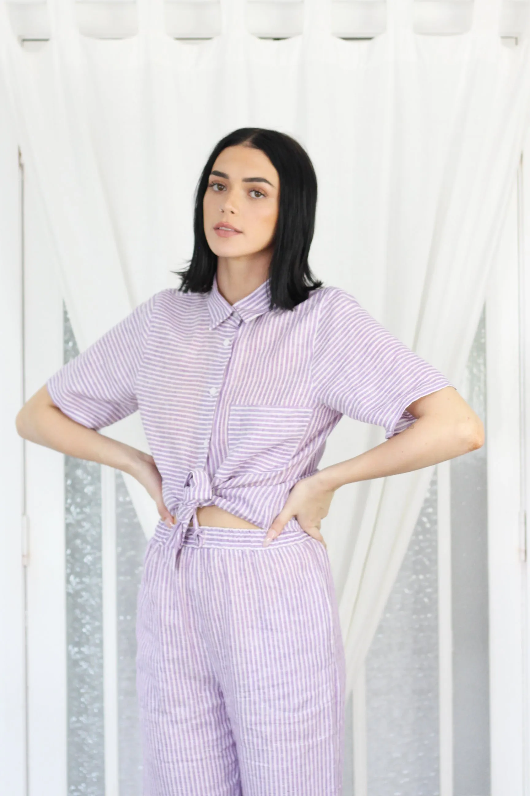 Bajo Shirt- Lilac Stripe