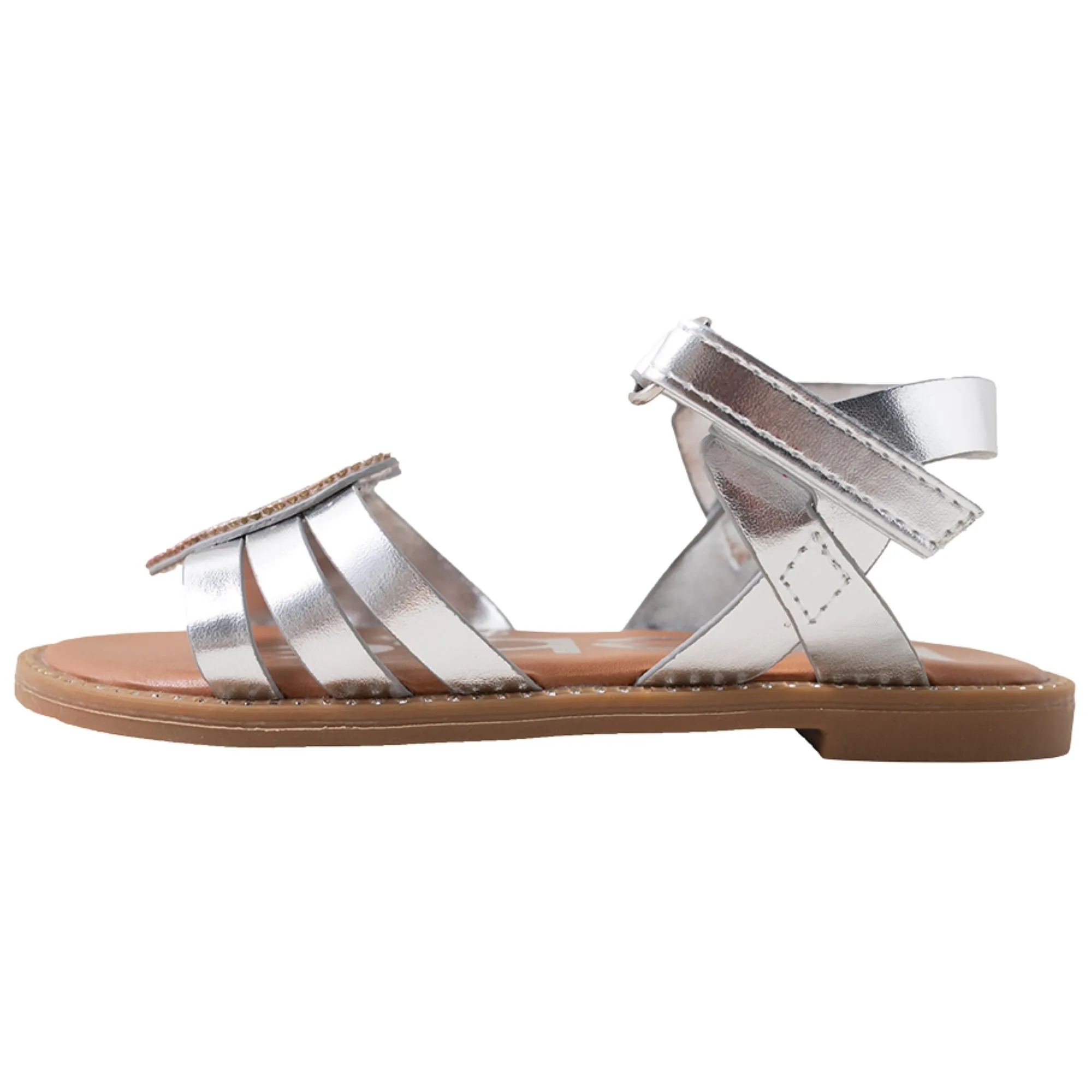 bebe Girls' Sandals - Kids' Open Toe Summer Shoes, Perfect Flat Sandals for Girls with Rhinestone (Little Girl/Big Girl)