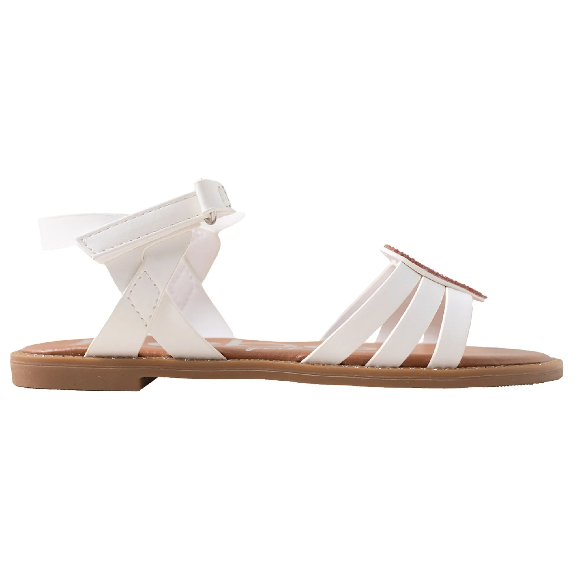 bebe Girls' Sandals - Kids' Open Toe Summer Shoes, Perfect Flat Sandals for Girls with Rhinestone (Little Girl/Big Girl)