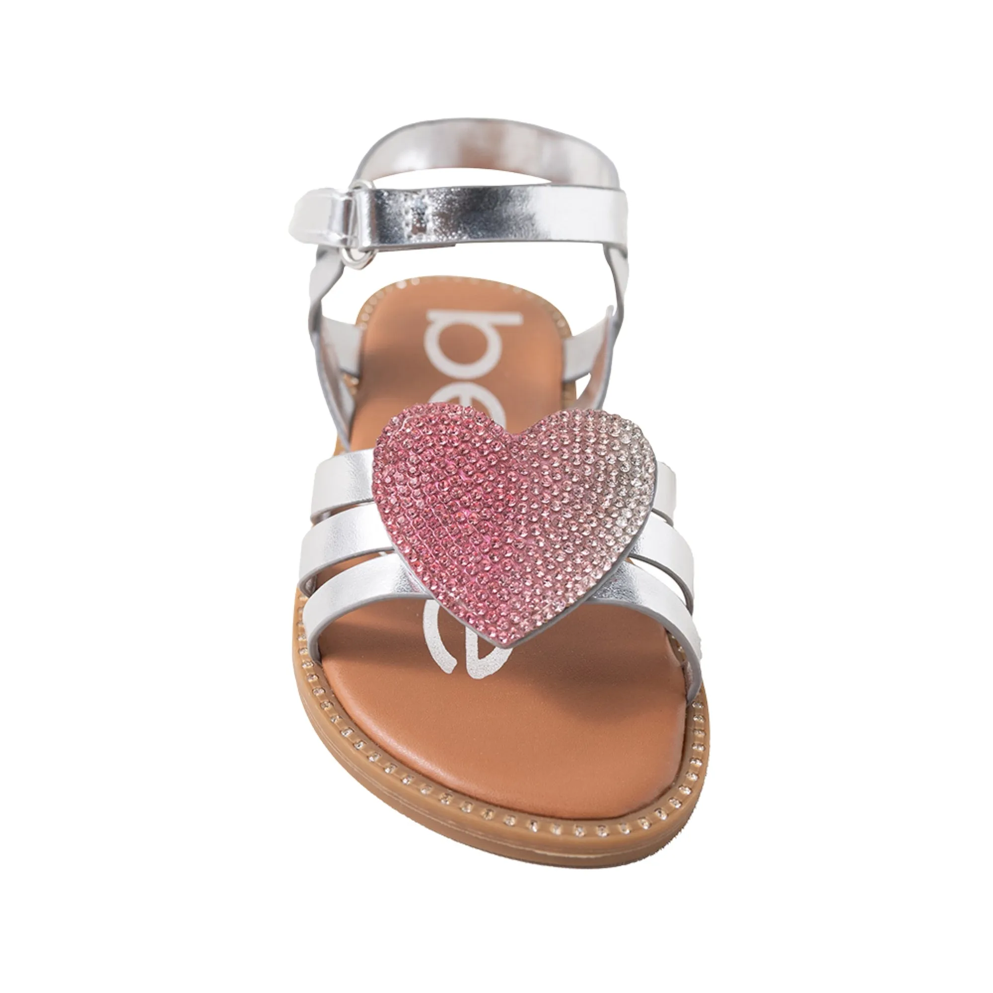 bebe Girls' Sandals - Kids' Open Toe Summer Shoes, Perfect Flat Sandals for Girls with Rhinestone (Little Girl/Big Girl)