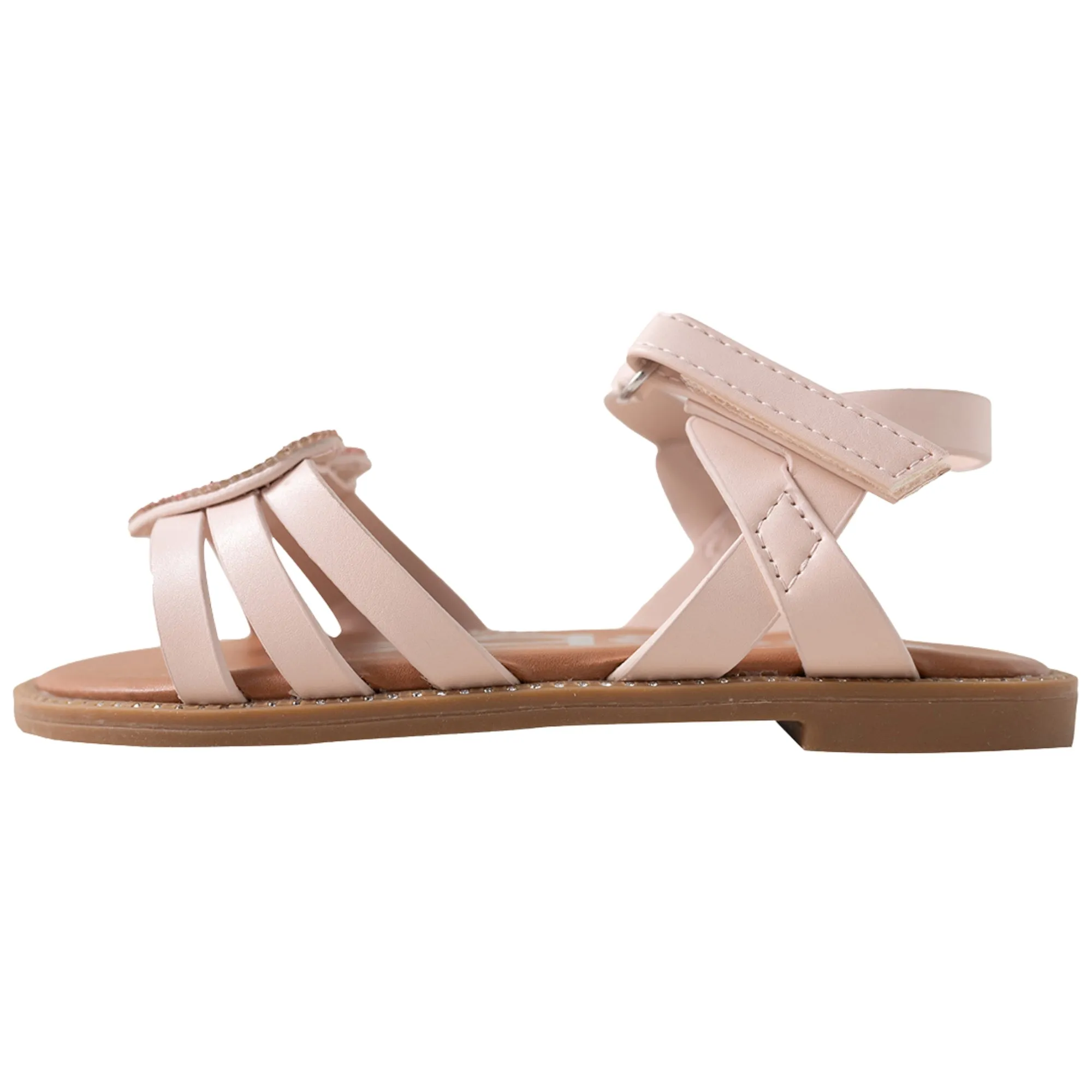 bebe Girls' Sandals - Kids' Open Toe Summer Shoes, Perfect Flat Sandals for Girls with Rhinestone (Little Girl/Big Girl)
