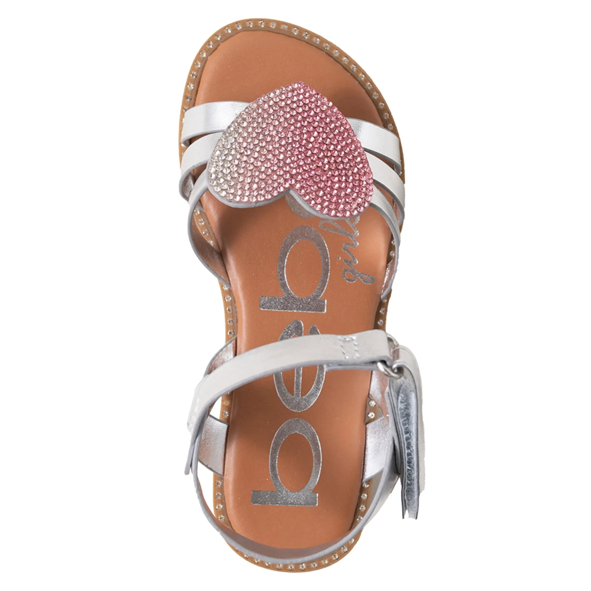 bebe Girls' Sandals - Kids' Open Toe Summer Shoes, Perfect Flat Sandals for Girls with Rhinestone (Little Girl/Big Girl)