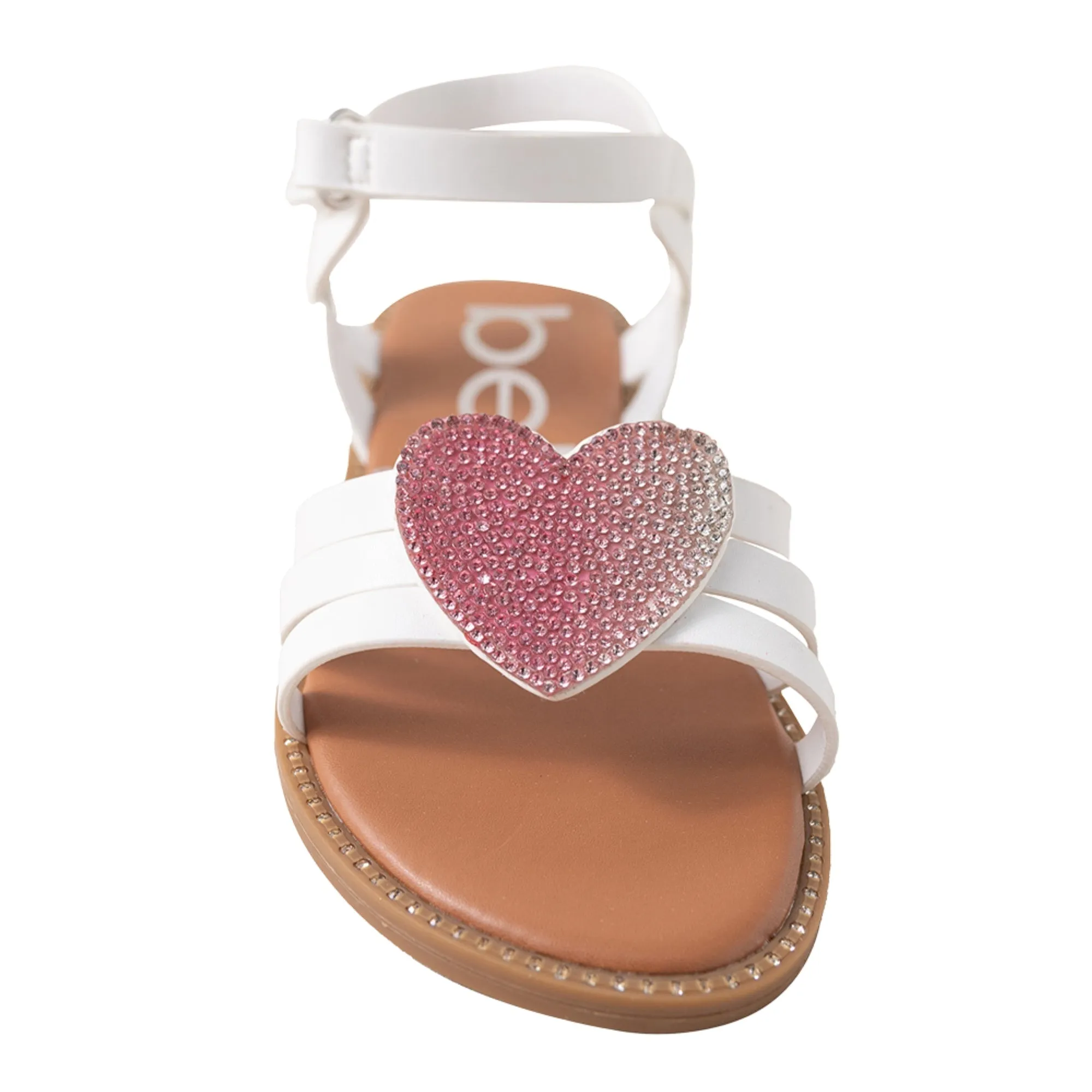 bebe Girls' Sandals - Kids' Open Toe Summer Shoes, Perfect Flat Sandals for Girls with Rhinestone (Little Girl/Big Girl)