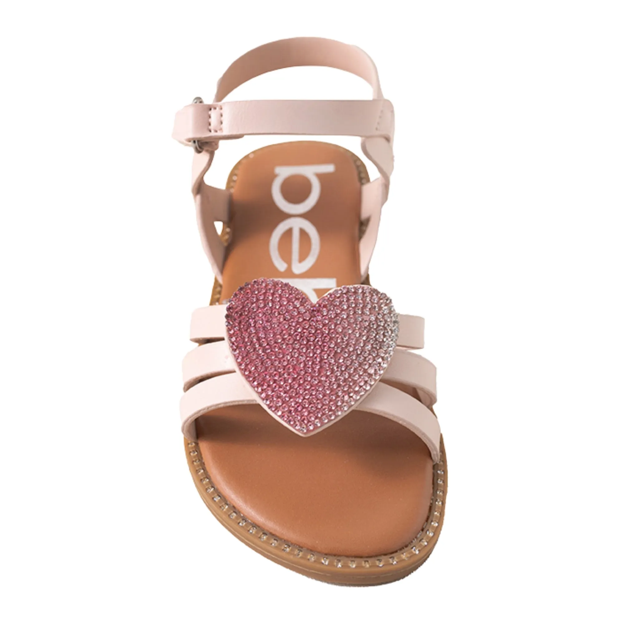 bebe Girls' Sandals - Kids' Open Toe Summer Shoes, Perfect Flat Sandals for Girls with Rhinestone (Little Girl/Big Girl)