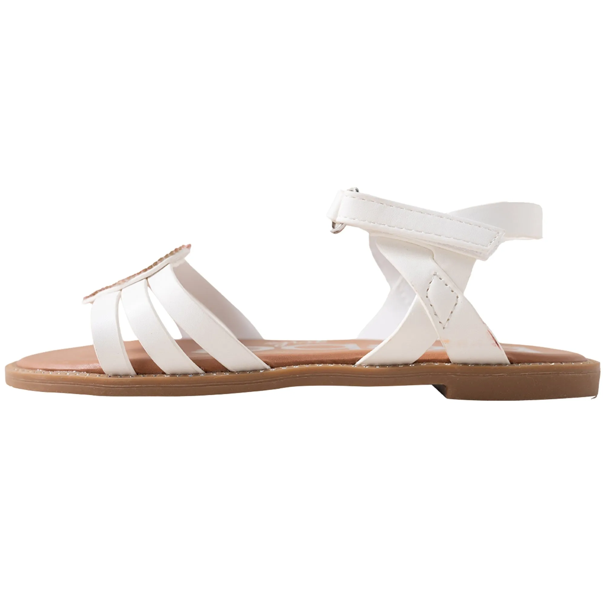 bebe Girls' Sandals - Kids' Open Toe Summer Shoes, Perfect Flat Sandals for Girls with Rhinestone (Little Girl/Big Girl)