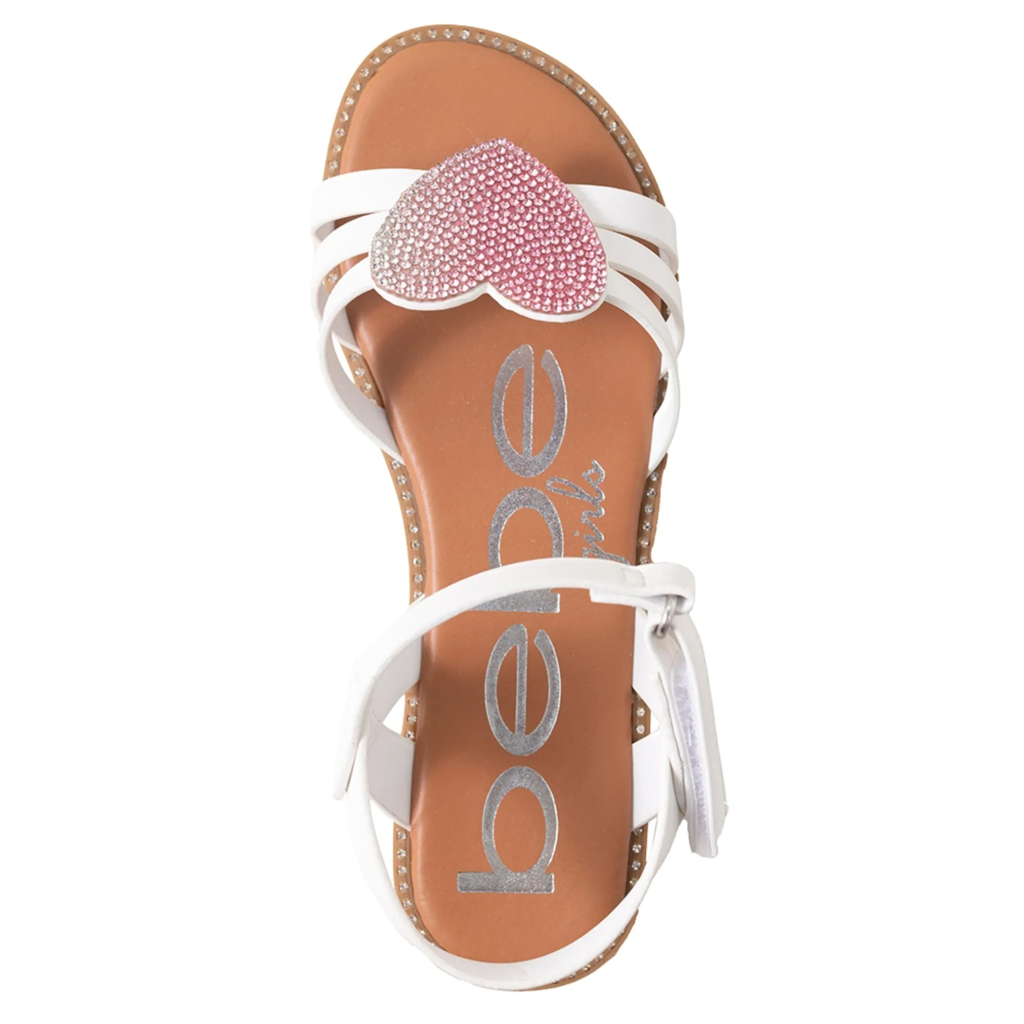 bebe Girls' Sandals - Kids' Open Toe Summer Shoes, Perfect Flat Sandals for Girls with Rhinestone (Little Girl/Big Girl)