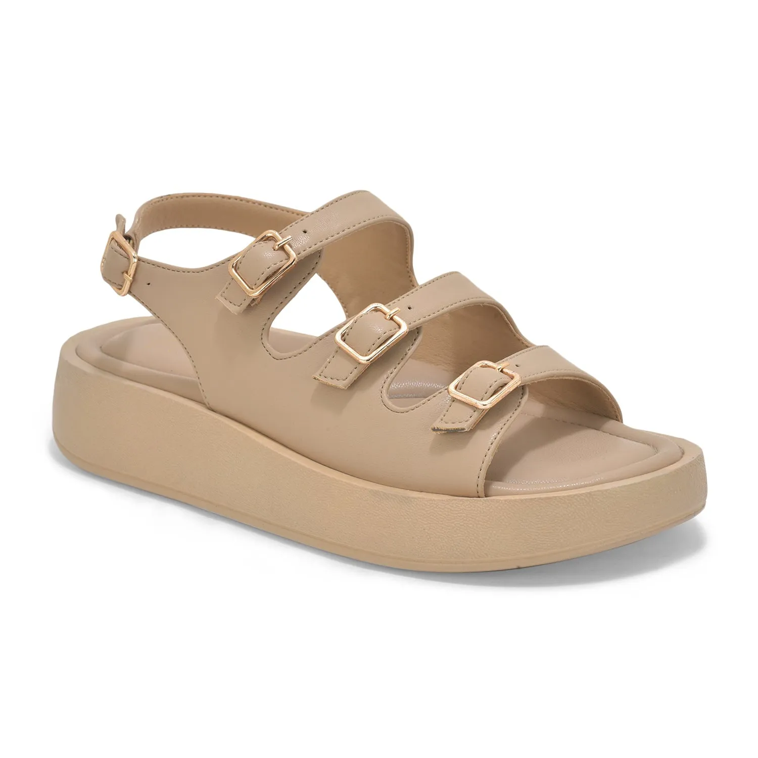 Beige Triple Strap Sandals