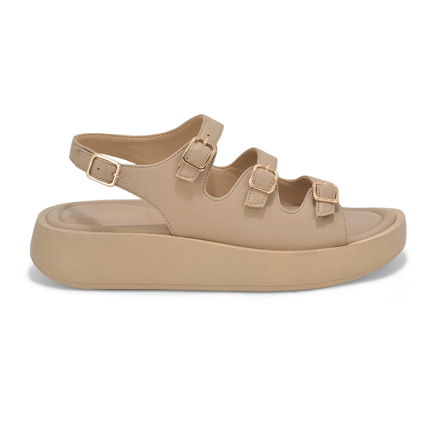 Beige Triple Strap Sandals