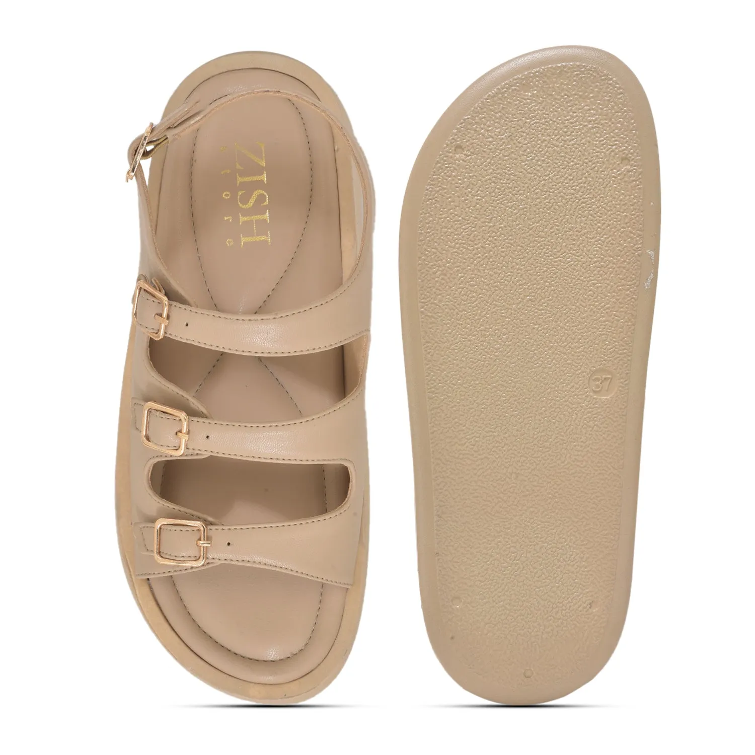 Beige Triple Strap Sandals