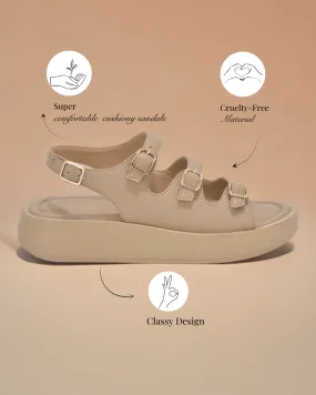 Beige Triple Strap Sandals