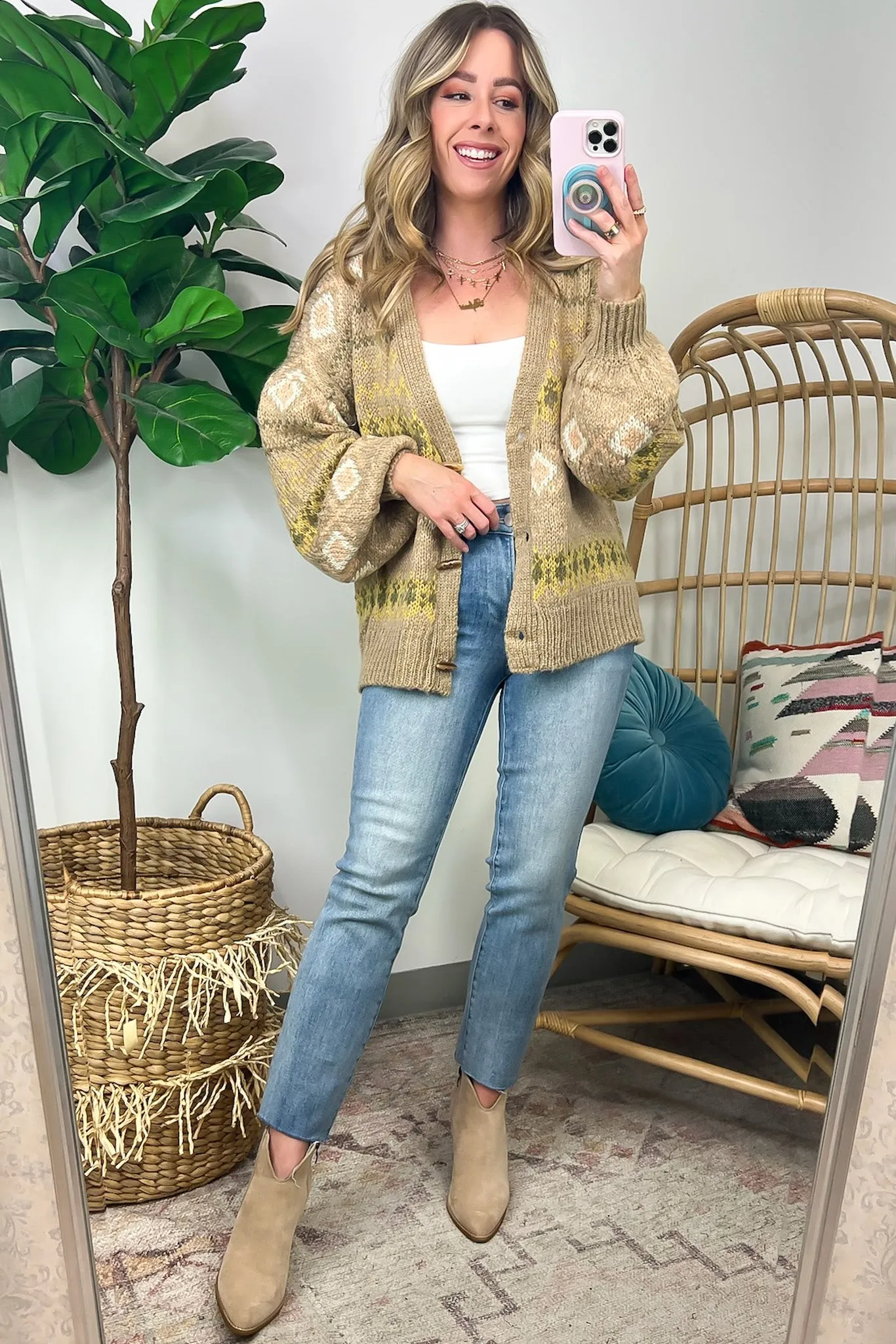 Billie Geo Print Knit Button Cardigan - FINAL SALE