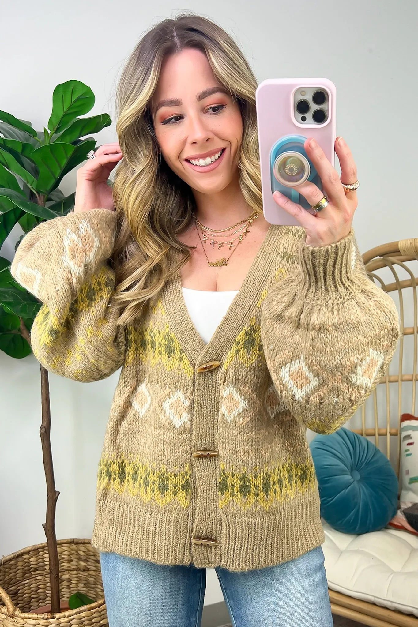 Billie Geo Print Knit Button Cardigan - FINAL SALE