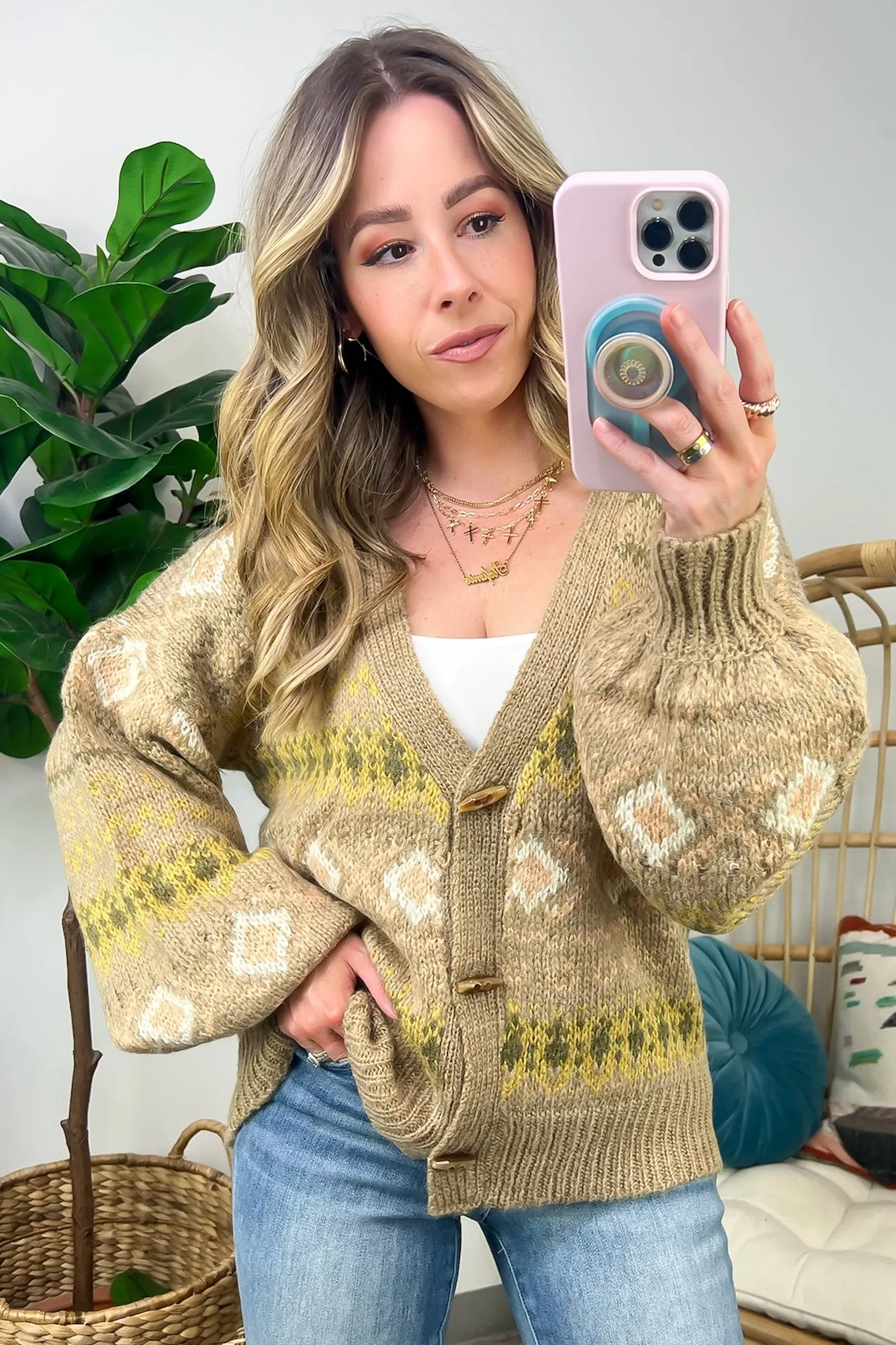 Billie Geo Print Knit Button Cardigan - FINAL SALE