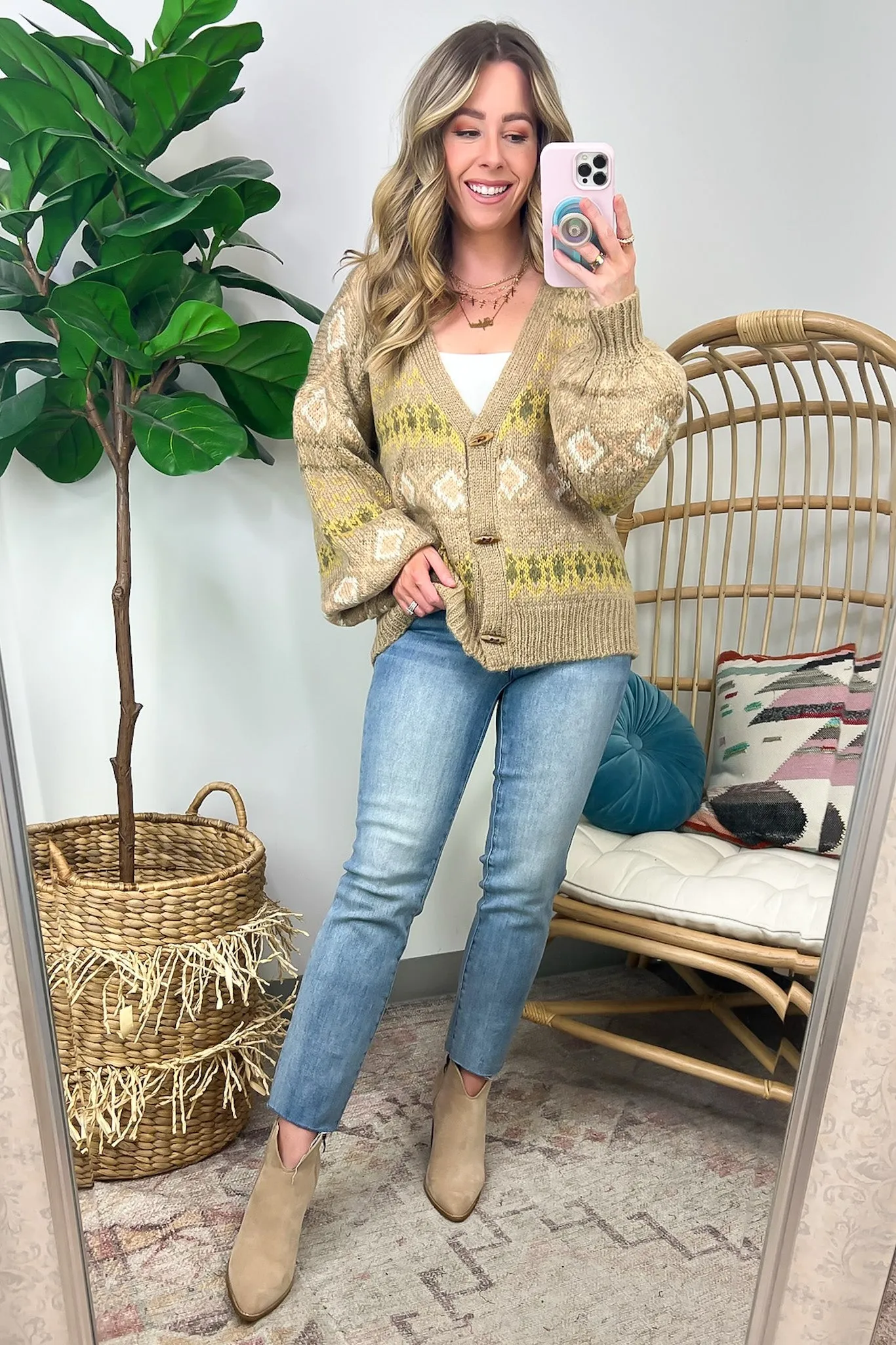 Billie Geo Print Knit Button Cardigan - FINAL SALE