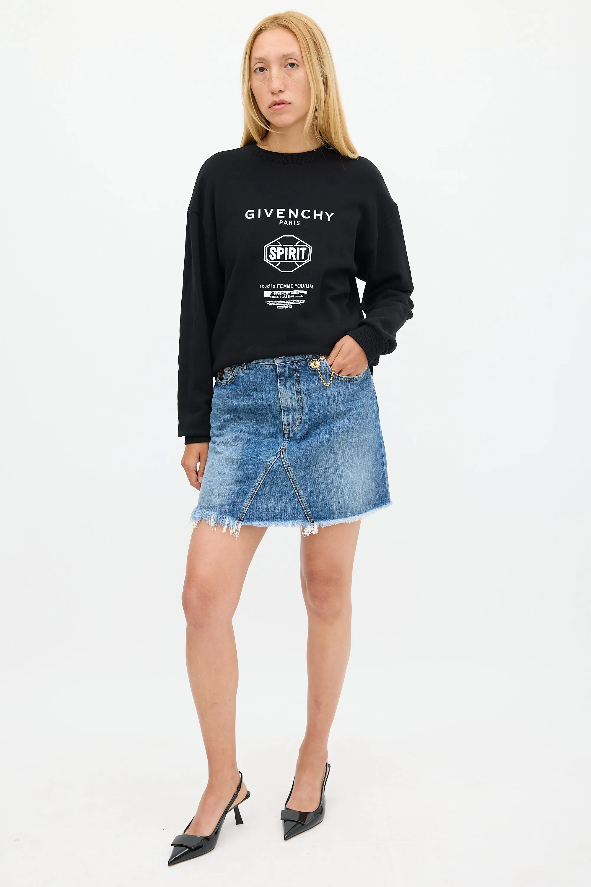 Black & White Triple Logo Crewneck